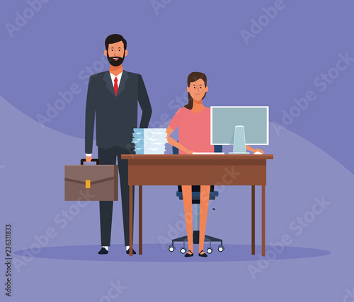 boss and worker teamwork
