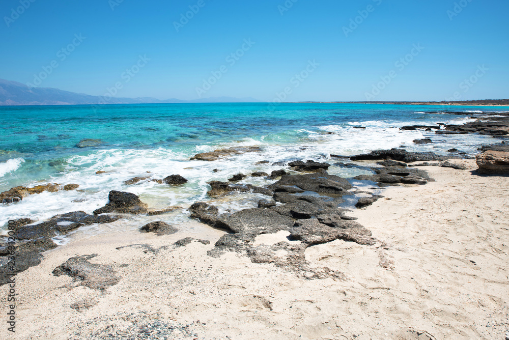 Beautiful beach with crystal clear sea and blue sky Beautiful beach with crystal clear sea and blue sky