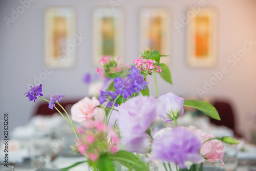 Party table decorated with beautiful flowers © hyotographics