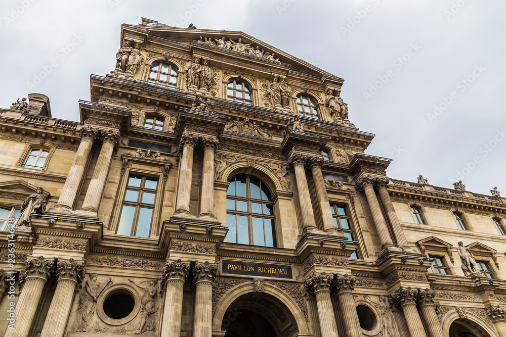Paris, Frace - November 1, 2018: The Louvre Museum, Pavillon Richelieu