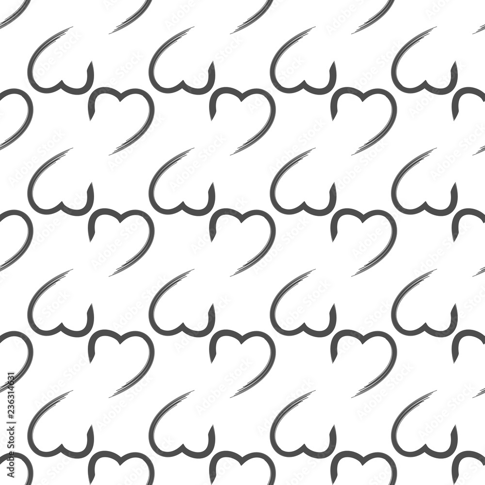 Black heart abstract seamless pattern. Fashion graphic background design. Modern stylish abstract texture. Monochrome template for prints, textiles, wrapping, wallpaper, website. Vector illustration. Black heart abstract seamless pattern. Fashion graphic background design. Modern stylish abstract texture. Monochrome template for prints, textiles, wrapping, wallpaper, website. Vector illustration.