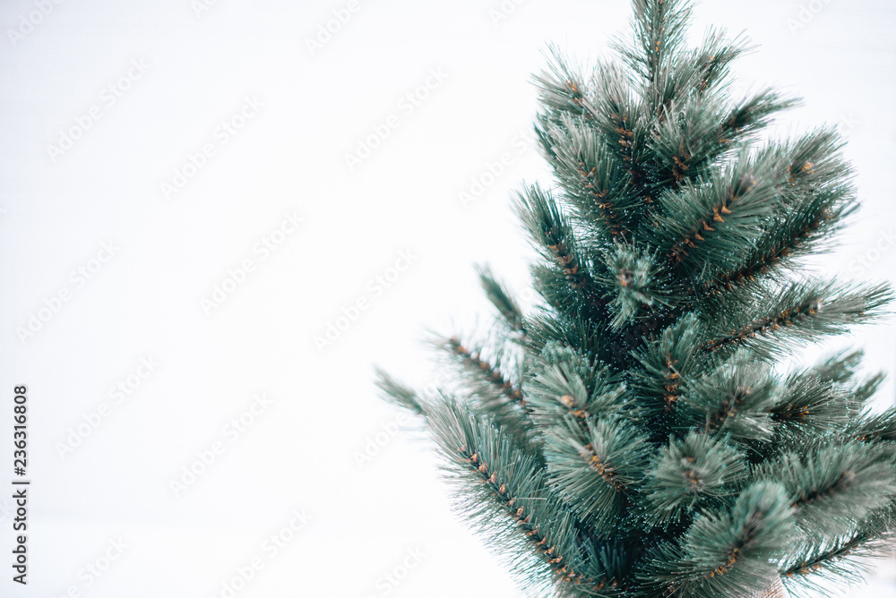 Blue Christmas tree on a white background. Isolate