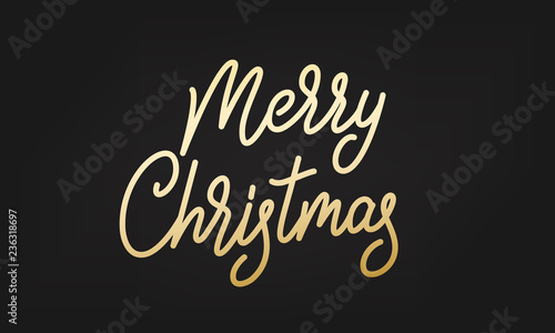 Merry Christmas label. Gold Lettering sticker badge.