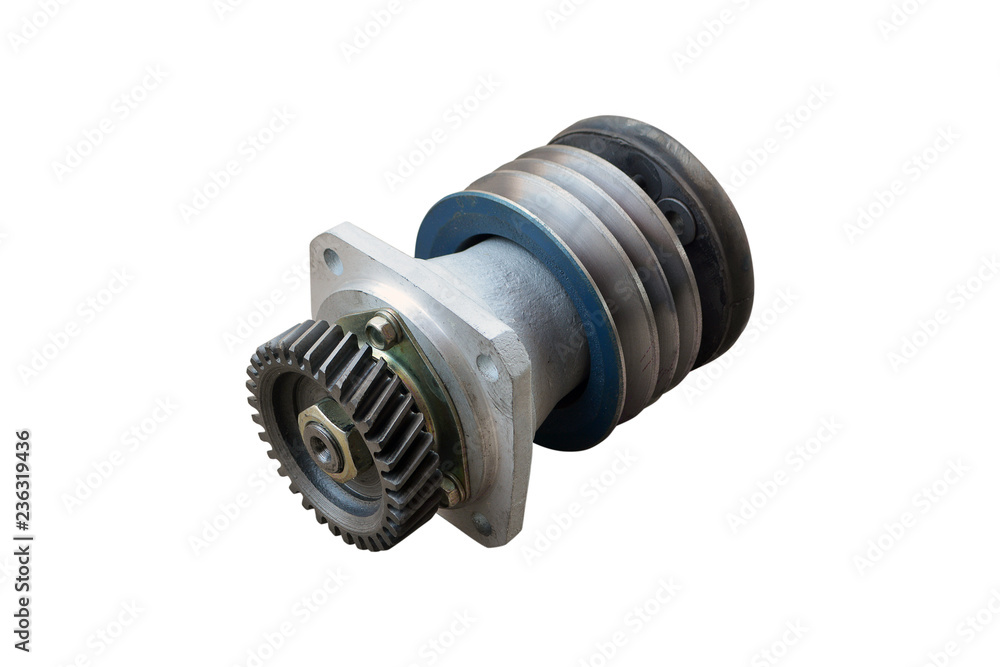 Car belt tensioner roller isolated on white background Car belt tensioner roller isolated on white background