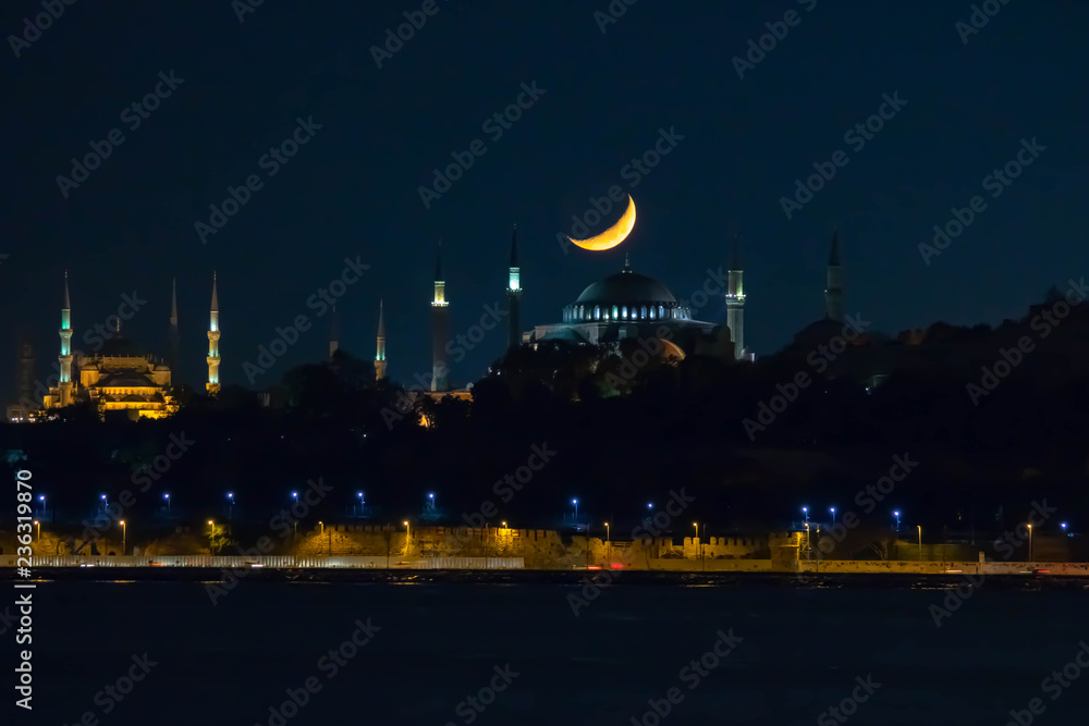 Hagia Sophia and Crescent Moon