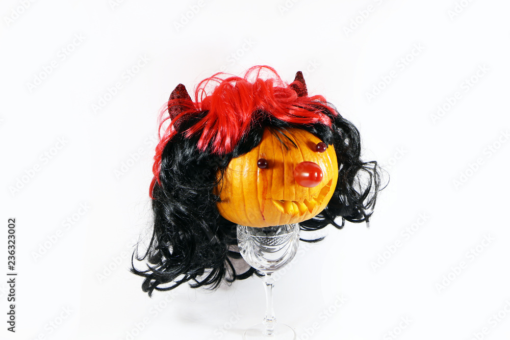 Naklejka premium scary pumpkin decorated for halloween