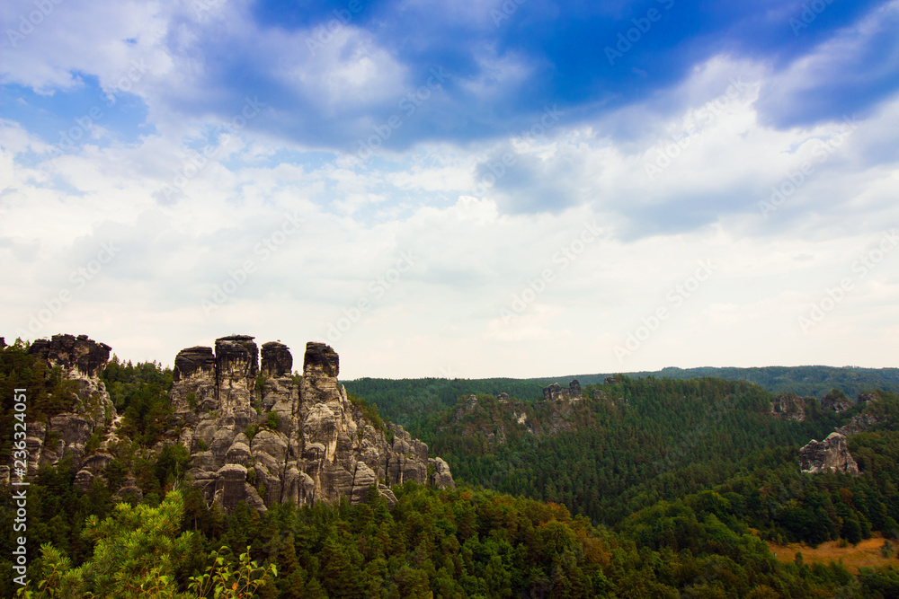 Rock formations of the Elbe sandstone mountains around the Baste
