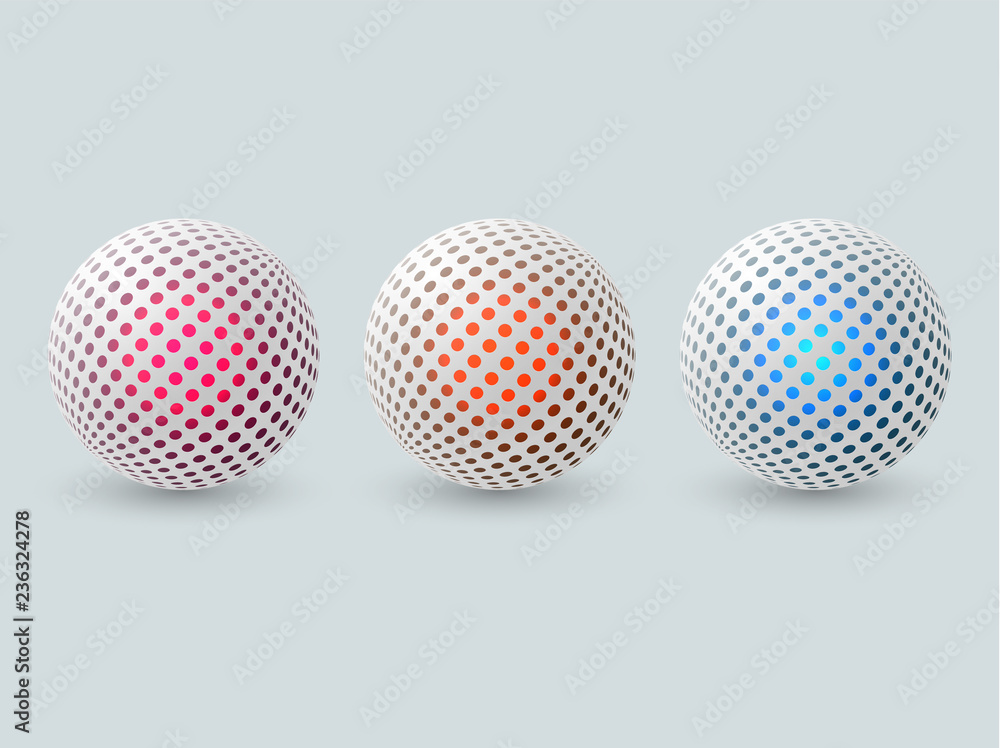 Abstract 3d spheres set. Decorative balls for design. Vector illustration. Abstract 3d spheres set. Decorative balls for design. Vector illustration.