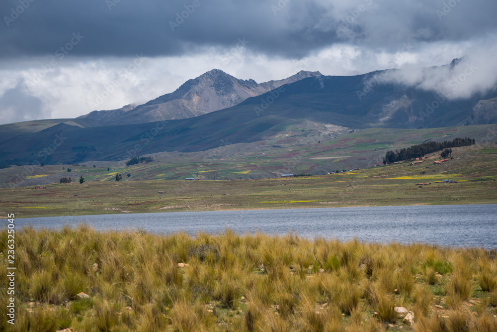 Lake and landscape in the highlands of Bolivia