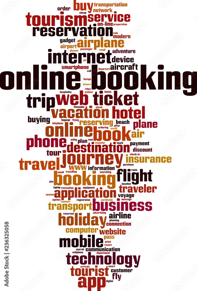 Obraz premium Online booking word cloud