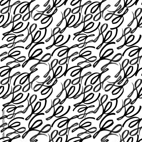 Black and White Abstract Brush Strokes Seamless Pattern