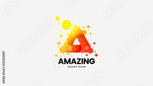 Modern creative abstract triangle organic vector logo sign for corporate identity isolated on white. Premium quality logotype emblem illustration. Fashion colorful delta digital badge design layout.