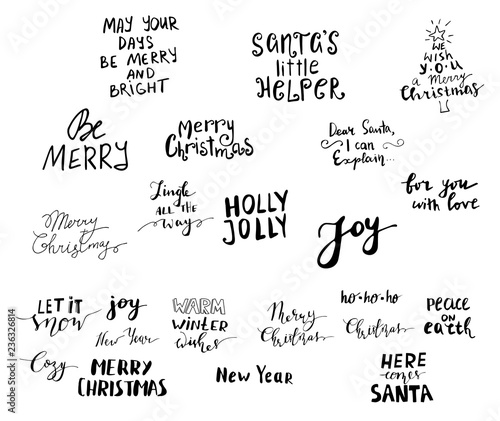 Set of Christmas lettering handwritten photo