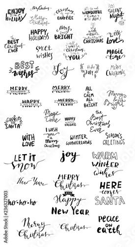 Set of Christmas lettering handwritten