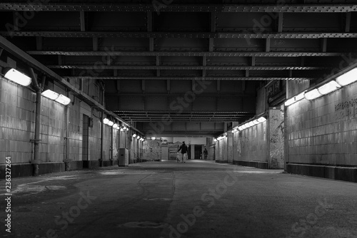 dilapidated railway station in black and white, Dirty hall in the train station, dilapidated Train Station, black and white photo photo