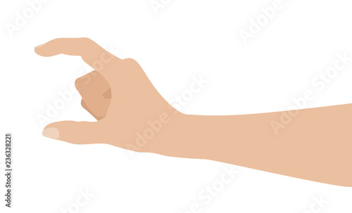 Woman hand on white background