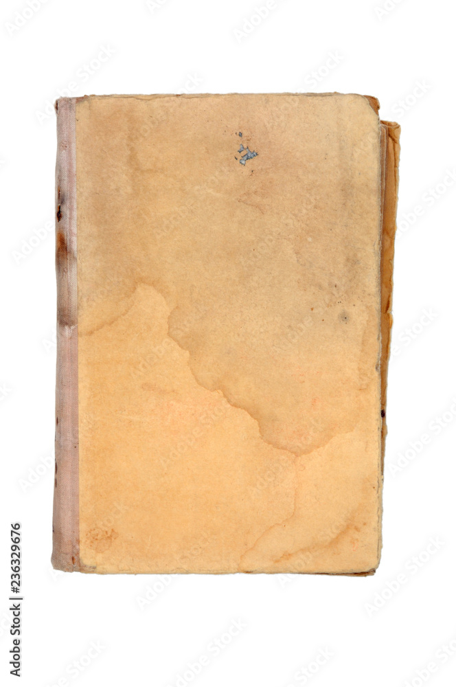 Old book isolated on white background. View from above.
