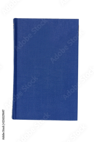 Blue book isolated on white background. View from above.