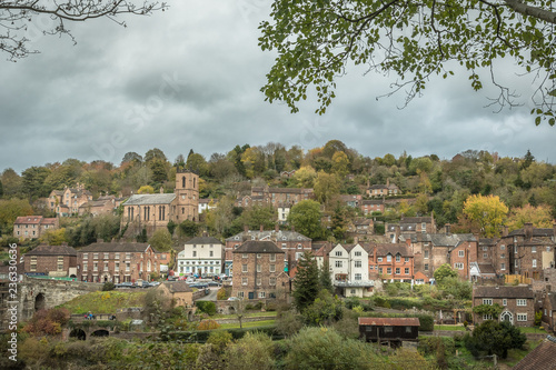 Ironbridge, UK - Nov 3, 2018: Iconic Ironbrigde scene