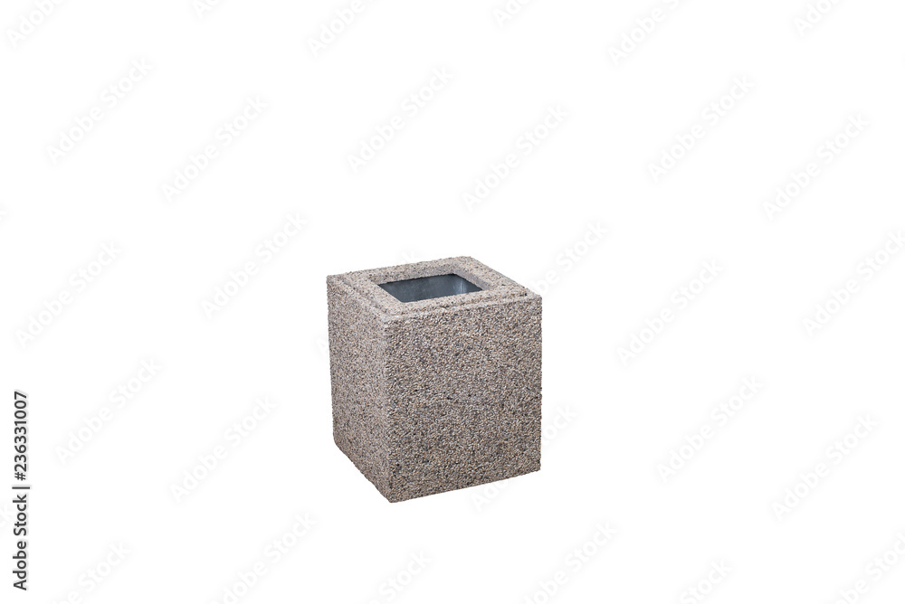 Street concrete recycled bin, isolated on white Street concrete recycled bin, isolated on white