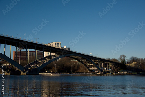 Bridges a cold frosty day at the lake Malaren in Stockholm