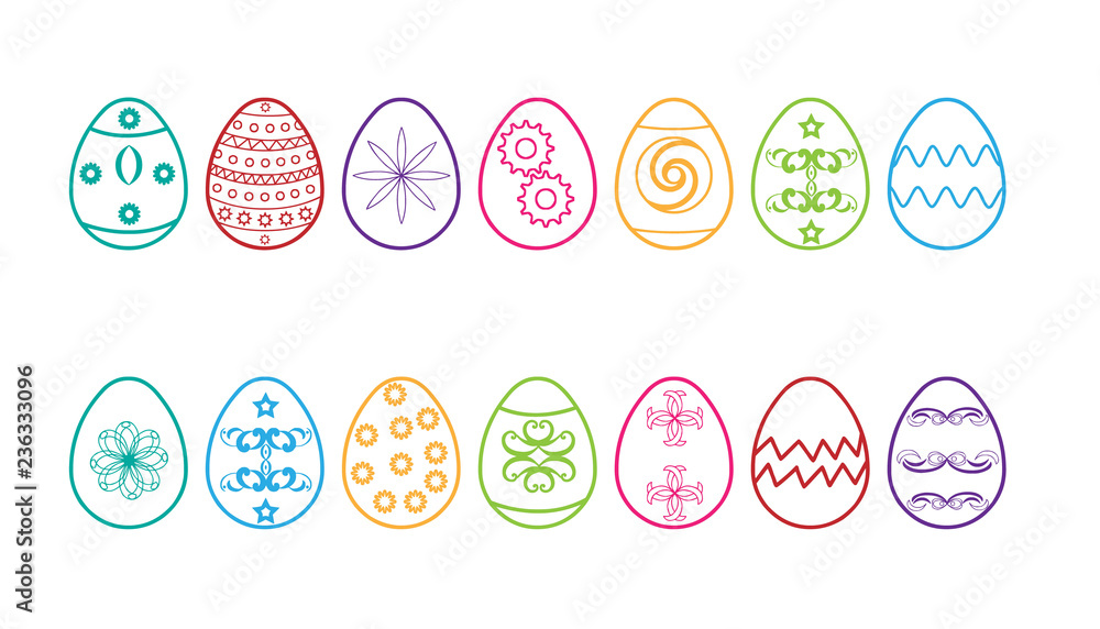 Colourful pastel painted Easter eggs on the white background Colourful pastel painted Easter eggs on the white background