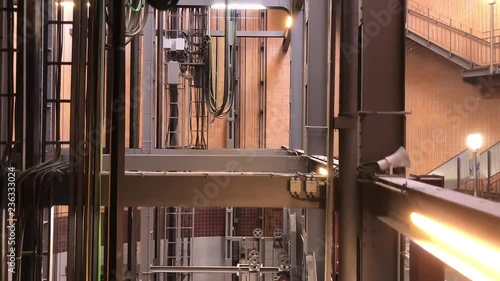Industrial elevator with cables photo