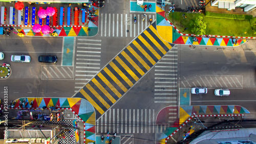 Udon Thani,Thailand – November 29, 2018 : Udon Thani,A major city in country’s northeast,Unveiled the colorful new crossing,meant to mimic that in the popular Tokyo shopping district. photo