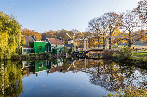 Historic Dutch scene with windmill