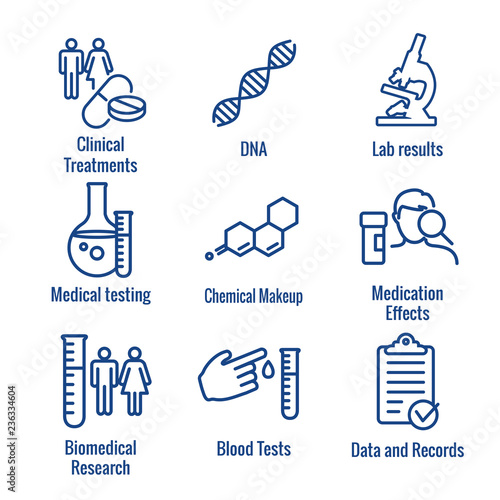 Medical Healthcare Icons with People Charting Disease or Scientific Discovery New Employee Hiring Process icon set