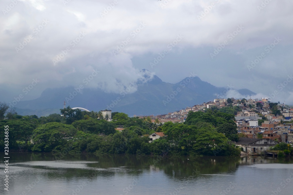 landscape with river and clouds  of the red line in rio de janeiro