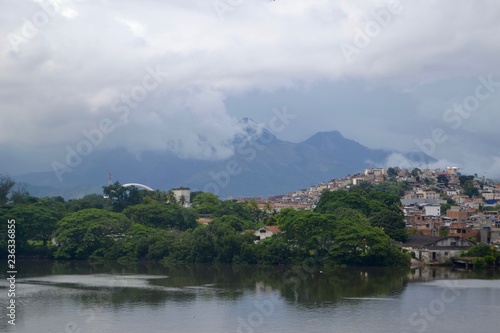 landscape with river and clouds of the red line in rio de janeiro
