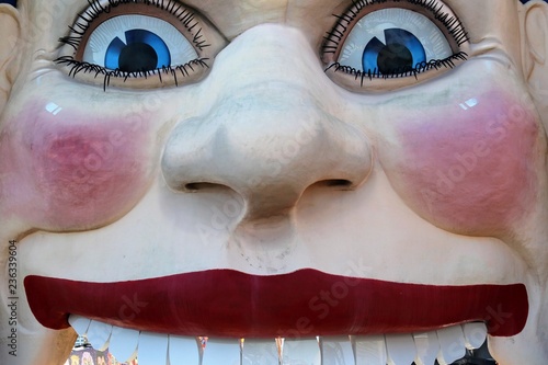 Clown face at amusement park