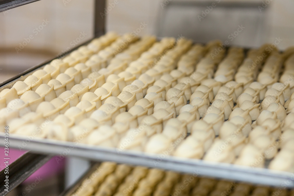 the dumplings on the baking sheet the dumplings on the baking sheet