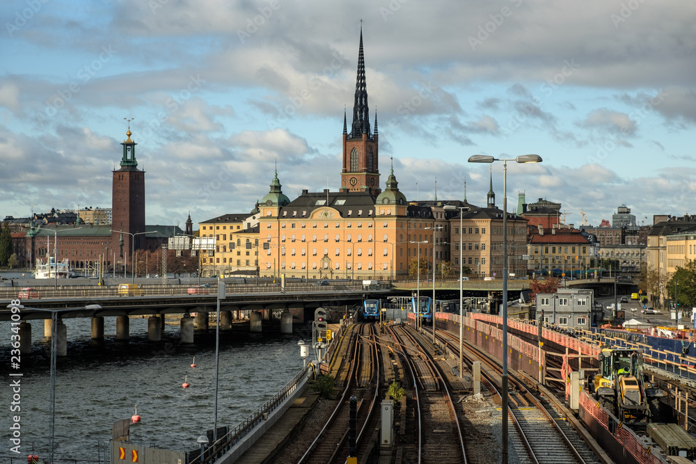 Cityscape of Stockholm on a beautiful sunny day.