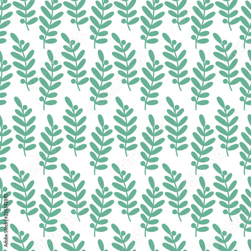Fototapeta Naklejka Na Ścianę i Meble -  Seamless pattern with green leaves. Hand drawn vector