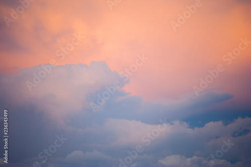 Beautiful pink-blue sky with clouds. Clouds like waves