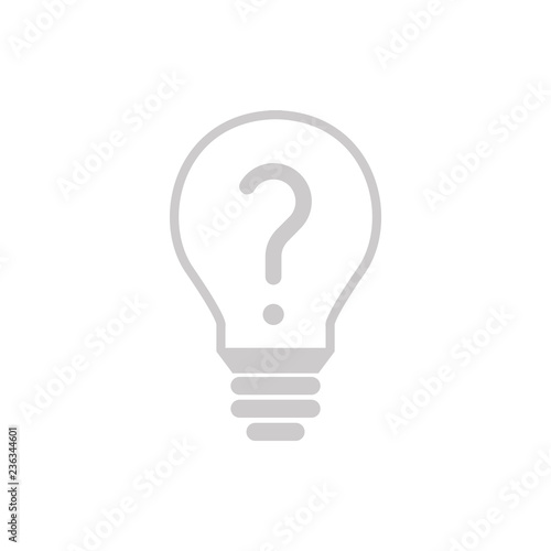 Glühbine mit Fragezeichen - Icon, Symbol, Piktogramm, grafisches Element - outline - - Hintergrund weiß - Vektor	