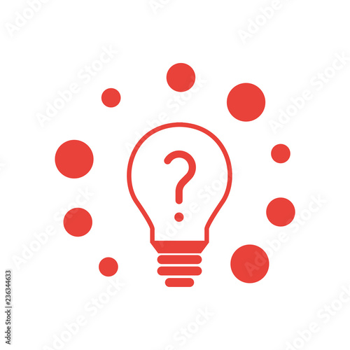 Glühbine mit Fragezeichen und Bällen - Icon, Symbol, Piktogramm, grafisches Element - outline - schwarz - Hintergrund weiß - Vektor