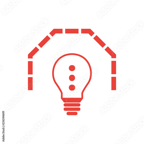 Glühbine mit Mauer und Punkten - Icon, Symbol, Piktogramm, grafisches Element - outline - rot - Hintergrund weiß - Vektor