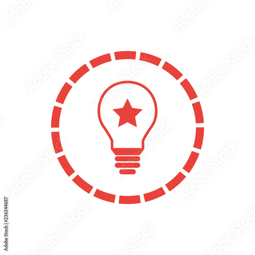 Glühbine mit Stern und Mauer - Icon, Symbol, Piktogramm, grafisches Element - outline - rot - Hintergrund weiß - Vektor