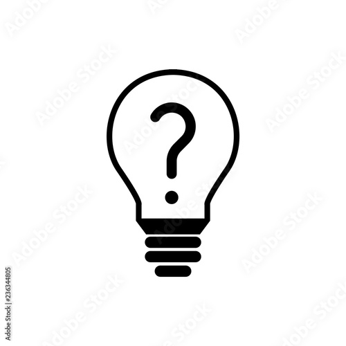 Glühbine mit Fragezeichen - Icon, Symbol, Piktogramm, grafisches Element - outline - - Hintergrund weiß - Vektor	