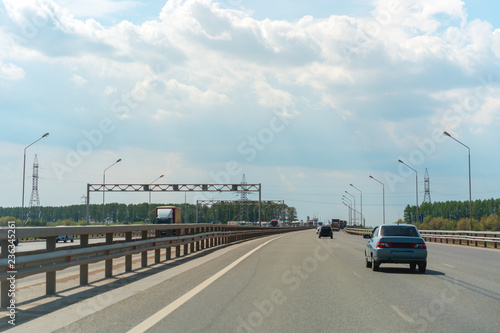 Industrial roadway with cars driving