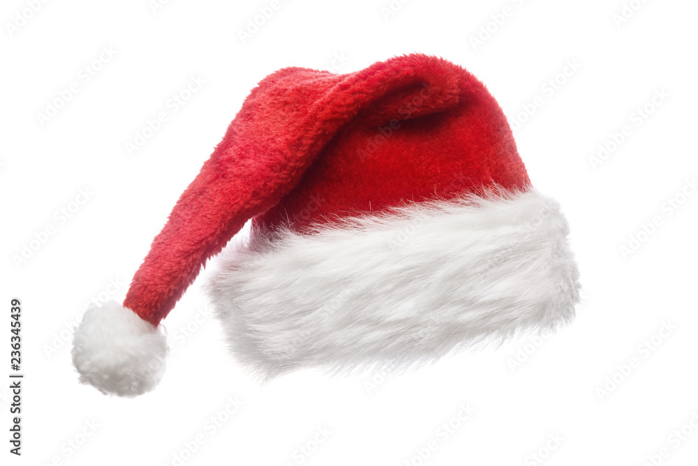 Red Santa Claus hat isolated on white. Red Santa Claus hat isolated on white.