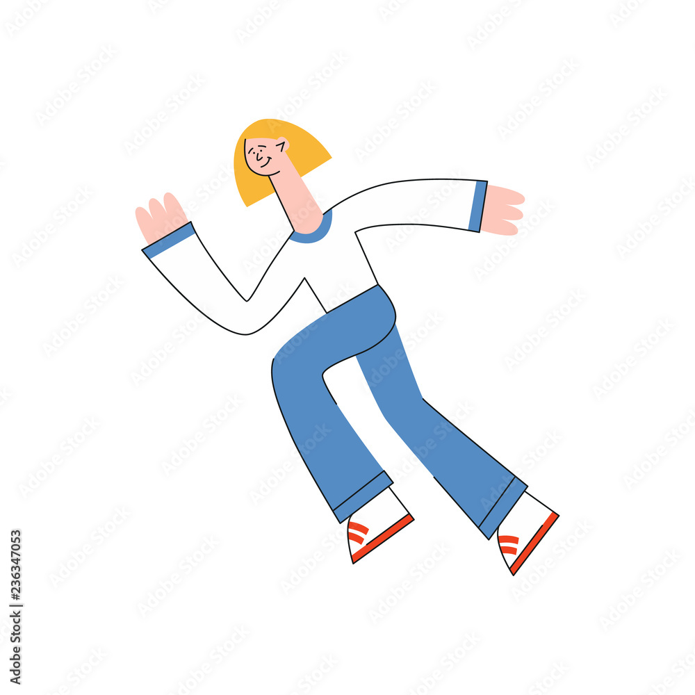 Woman in sportswear running in trendy flat style. Female character doing cardio training in vector illustration isolated on white background for healthy and active lifestyle concept. Woman in sportswear running in trendy flat style. Female character doing cardio training in vector illustration isolated on white background for healthy and active lifestyle concept.