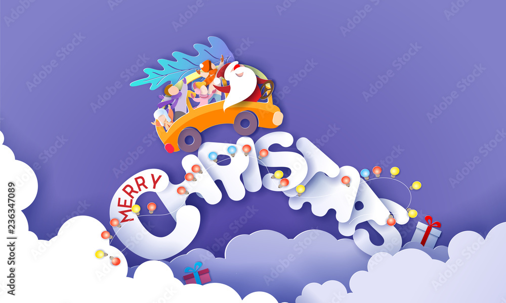 Naklejka premium Merry Christmas design card with Santa Claus