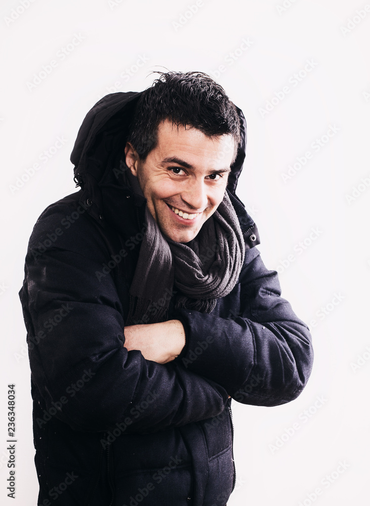 Man in jacket isolated