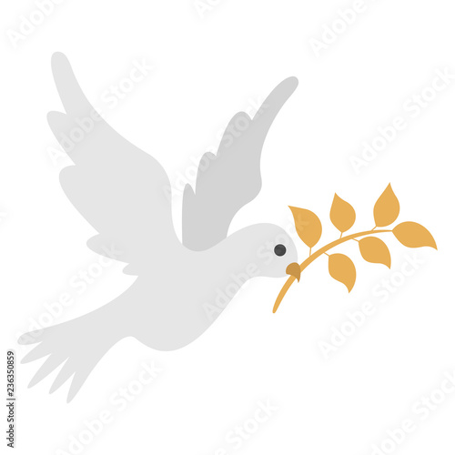 Dove of Peace - Flying white dove of peace with gold olive branch