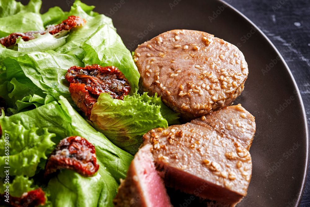 tuna staek and salad tuna staek and salad