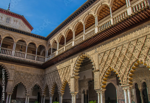 Alcazar Palace in Sevilla. The Alcazar - example of the moorish architecture in Spain.
